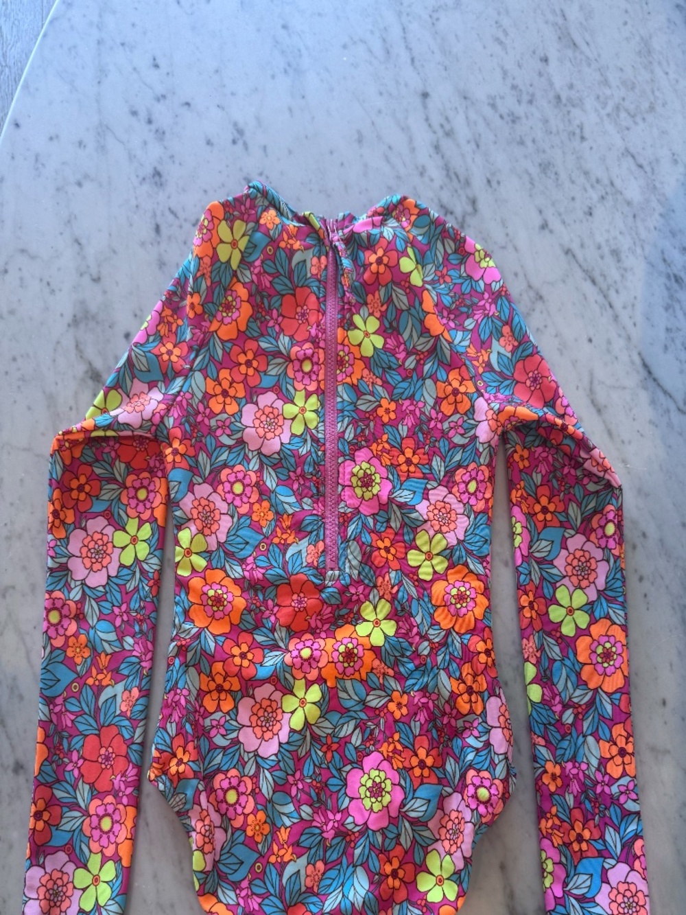Girls One Piece Swimsuit , Zip up